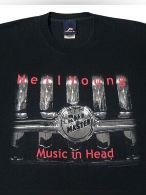 Vintage Neil Young Music In The Head 2000 Tour Rock Band T Shirt